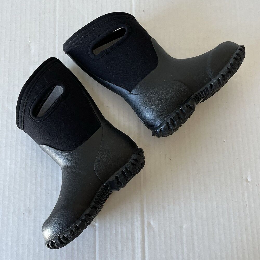 Bogs Little Kids York Solid Black Insulated Rain Boots Sz 8 Waterproof Snow Rain - Picture 6 of 13